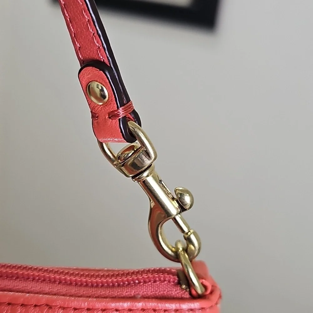Coach Orange Smooth Leather Pleated Mini Bag/Convertible Wristlet EUC - Picture 6 of 16